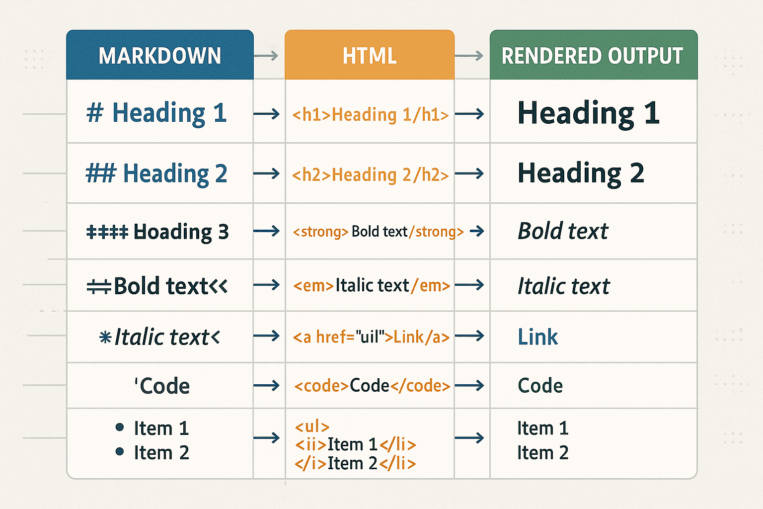 Markdown Syntax Comparison Chart